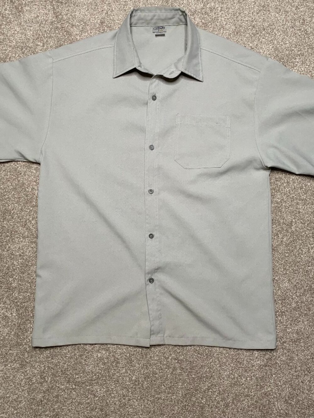 Vintage Caltop Shirt Mens Large Gray Button Up Camp Cholo Short Sleeve USA Y2K